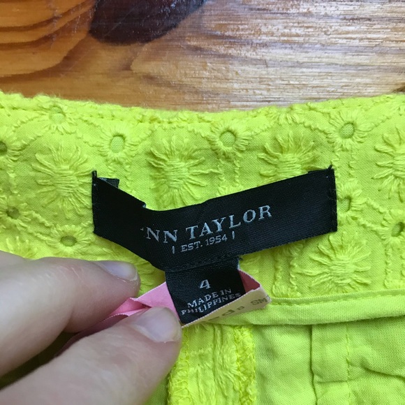 Ann Taylor Green Yellow Eyelet Shorts, EUC, 4 - Picture 4 of 10